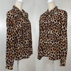 Lord & Taylor 100% Silk Leopard Print Blouse, Size 10